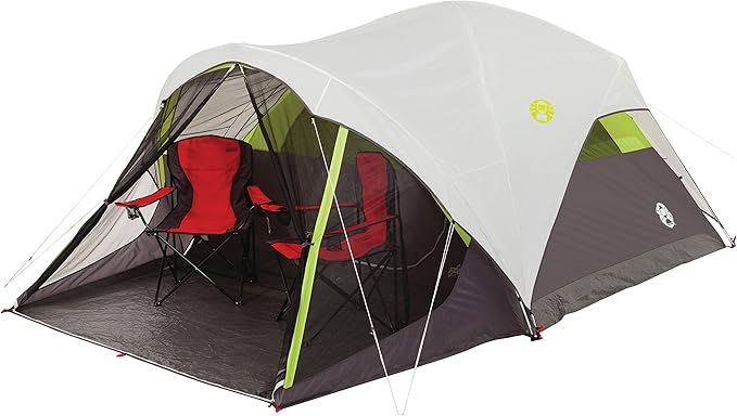 Coleman Steel Creek 6-Person Tent with Screened Porch & Integrated Rainfly, Weatherproof Tent with Screen Room Sets Up in Minutes, Fits Queen-Size Airbed
