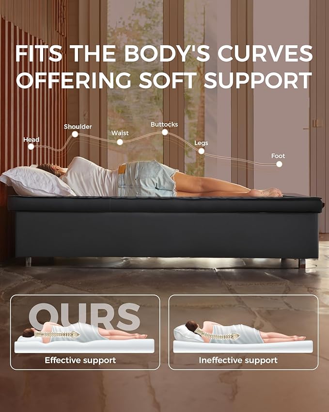 KingCamp Double Sleeping Pad, 2 Person Queen R 7.9 Self Inflating Sleeping Pad, 3" Thick Full Size Foam Mattress Mat with Air Pump for Outdoor Camping Tent Car, PVC Free (Black)