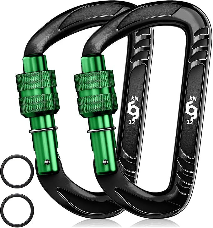 12kN (2697 lbs) Heavy Duty, Locking, Auto Locking, Wiregate Carabiner Clips, for Securing Pets, Outdoor, Camping, Hiking, Hammock, Dog Leash Harness, Keychains