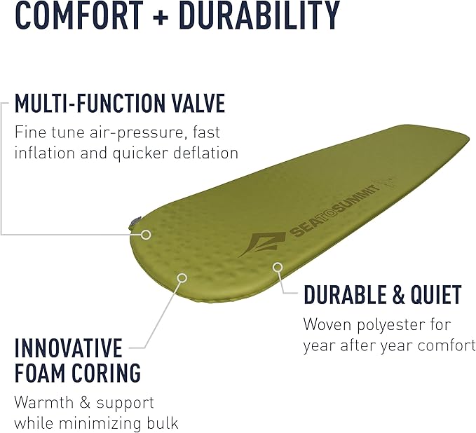 Sea to Summit Camp Self-Inflating Foam Sleeping Mat for Camping and Backpacking, Tapered - Regular (72 x 20 x 1.5 inches)