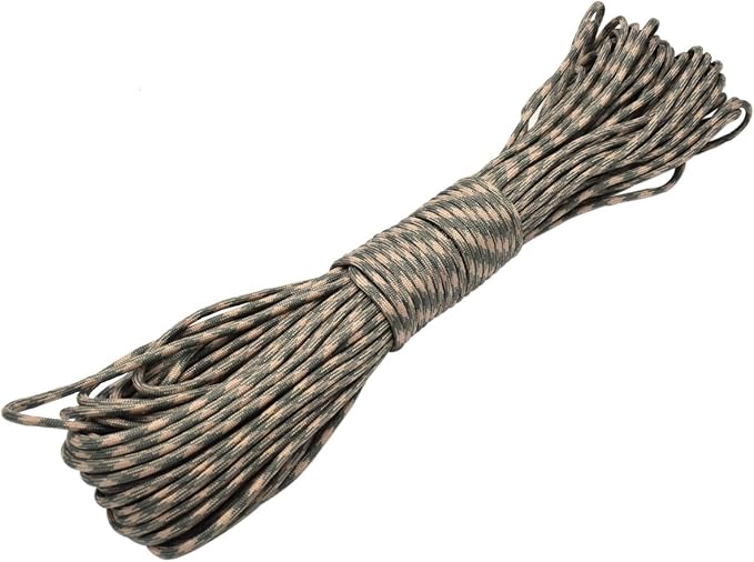 100ft Type III 7 Strand Core Paracord 550 Parachute (42# Beige+Dark Grey)