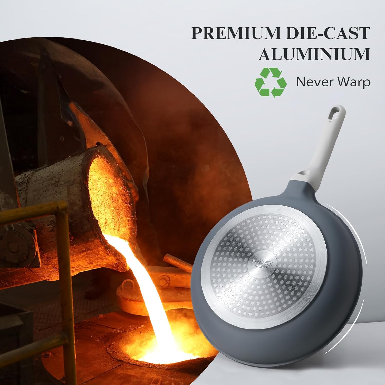 Nonstick Ceramic Frying Pan with Lid, Non Toxic Skillet, Healthy Egg & Omelet & Chef's Skillet, PTFE PFOA & PFAS Free, Induction Compatible. (10Inch W/L)