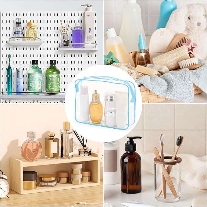 Tbestmax 10 Pack Clear Cosmetic Bags Makeup Bags Portable Waterproof TSA Approved Travel Toiletry Bags Organizer