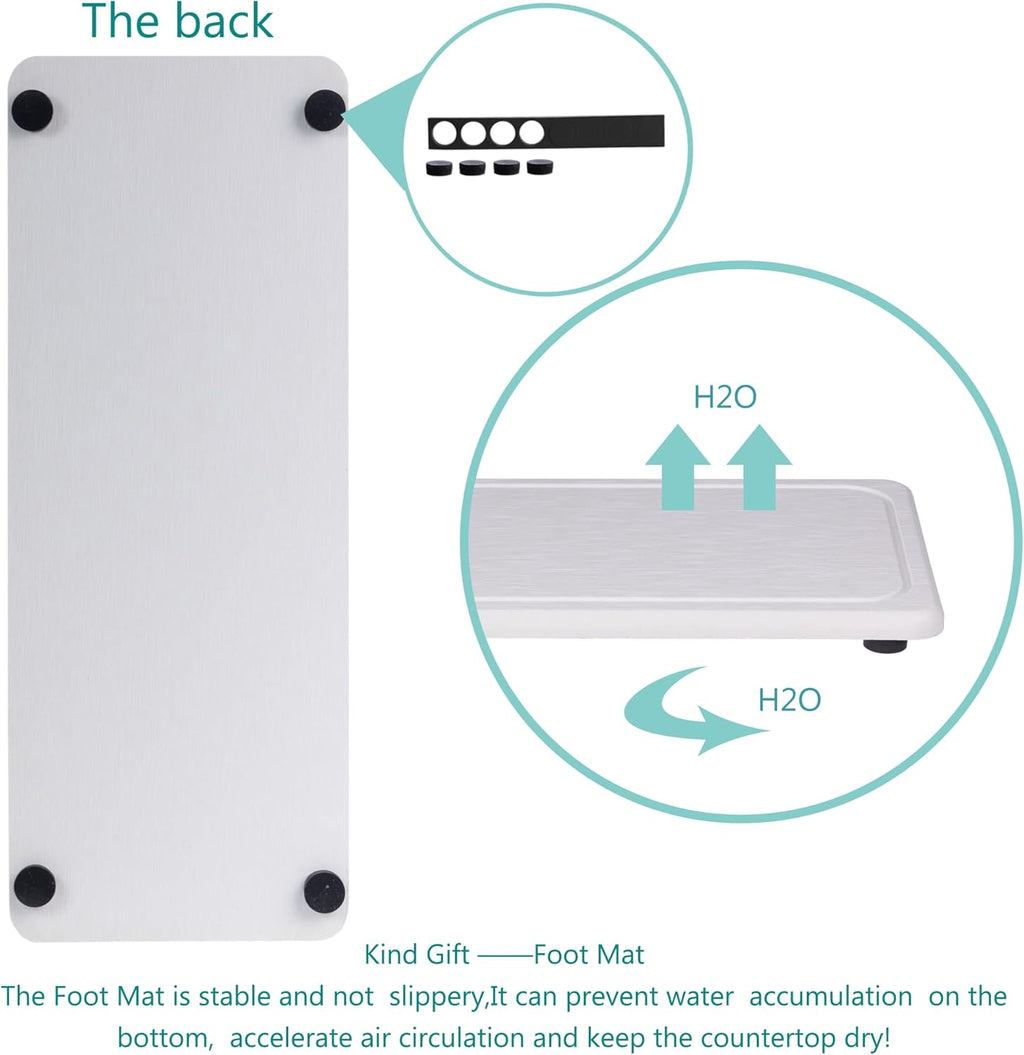 2 Pcs Water Absorbing Stone Trays, Kitchen/Bathroom Sink Soap Dish, Diatomite Tray Used for Hand Soap & Cosmetic Bottles in The Modern Home, 4" W x 10.2" L, White