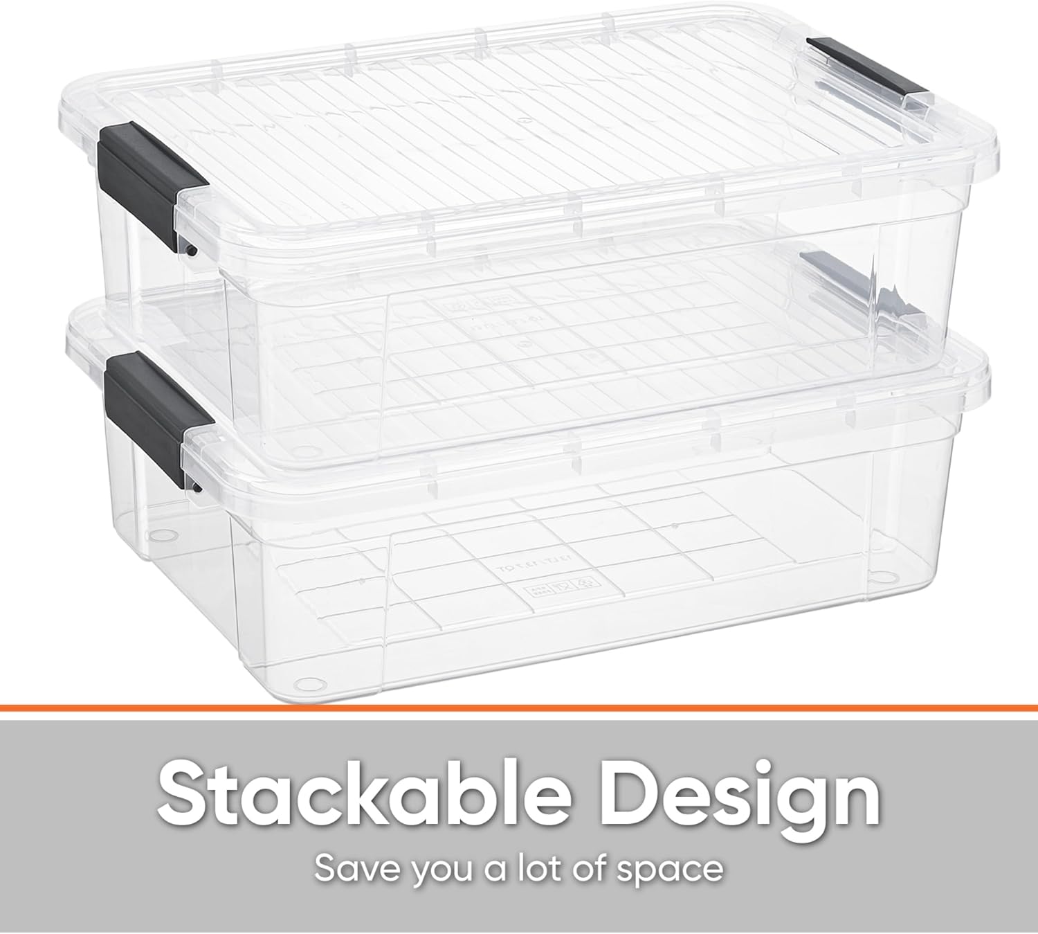 Superio Storage Bins with Lids, Clear Plastic Containers for Organizing, Stackable Totes, BPA Free, Odor Free, Organizer Boxes for Home, and Dorm (2 Pack, 13.7 Qt)
