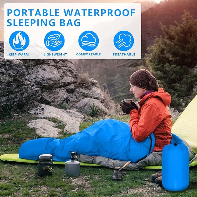 Camping Sleeping Bags for Adults Kids Portable Waterproof Lightweight Sleeping Bag 4 Seasons Winter, Fall, Spring, Summer Backpacking Hiking Mountaineering Indoor Outdoor Use
