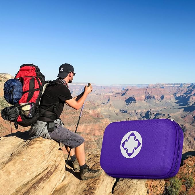 274PCS Compact First Aid Kits for Home Businesses Urgent First Aid Essential Travel Size Car Emergency Supplies Kit for Hiking Boating Skating, Purple Monoki