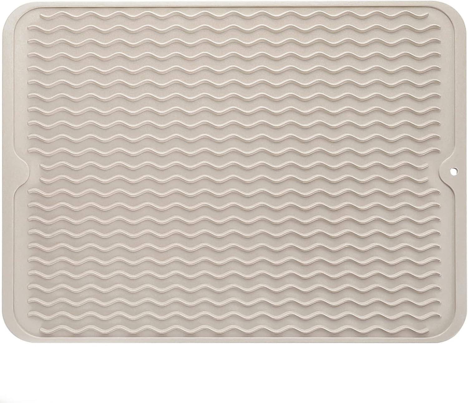 Silicone Dish Drying Mat for Multiple Usage,Easy clean,Eco-friendly,Heat-resistant Silicone Mat for Kitchen Counter or Sink,Refrigerator or drawer liner Tapioca L 16 inches x 12 inches