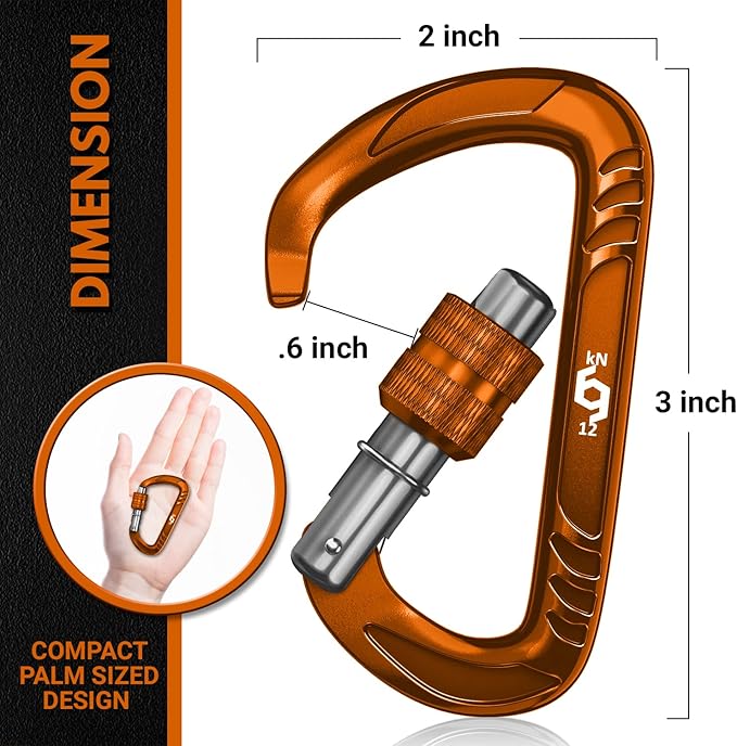 12kN (2697 lbs) Heavy Duty, Locking, Auto Locking, Wiregate Carabiner Clips, for Securing Pets, Outdoor, Camping, Hiking, Hammock, Dog Leash Harness, Keychains