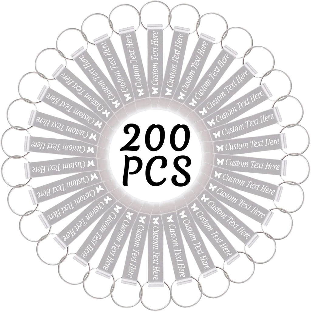 200PCS Personalized Bottle Opener Keychain Bulk Custom Beer Bottle Opener with Logo Text Engraved Wedding Bottle Opener Favors Customized Gifts for Guests Baby Shower Birthday Party-Silver