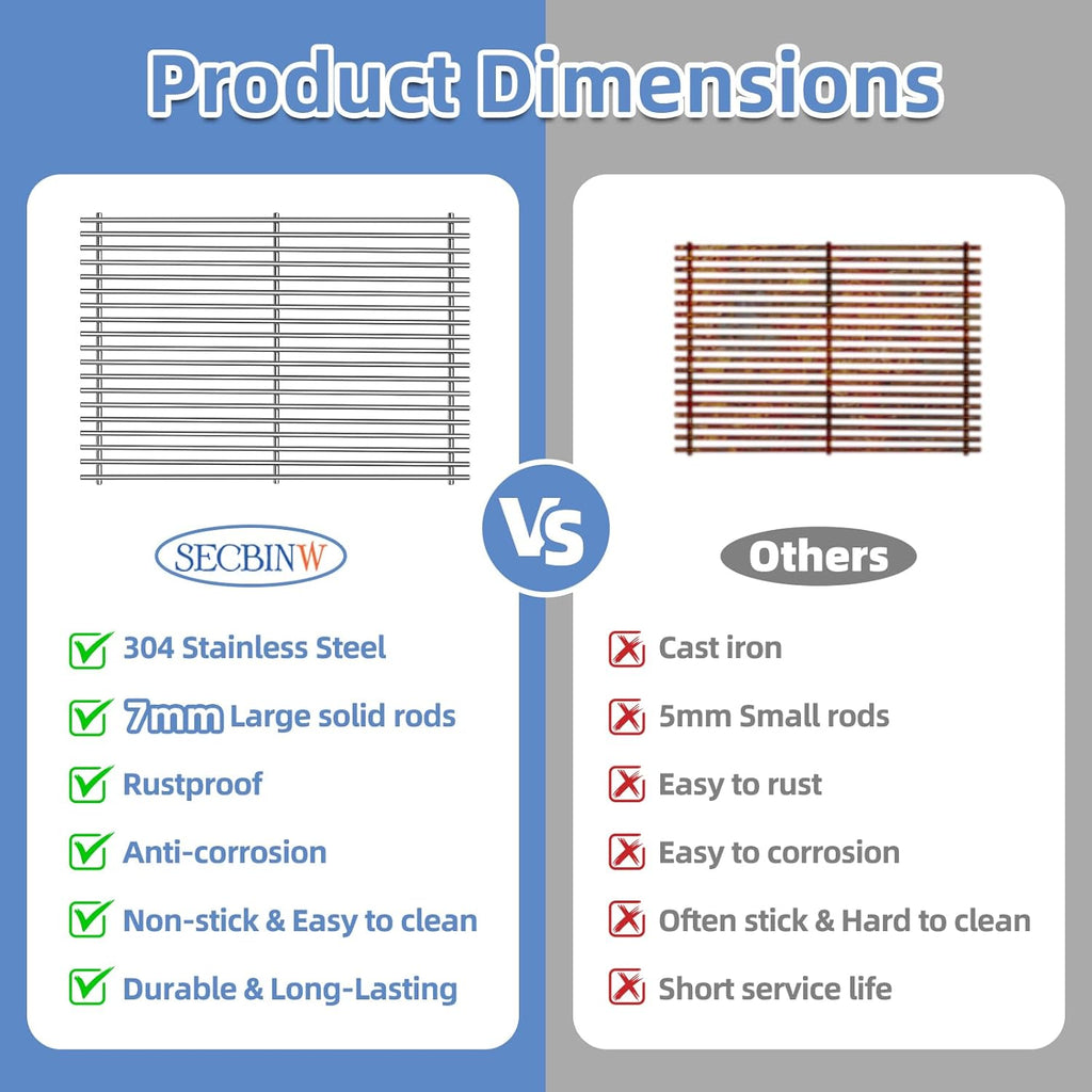 Stainless Steel Grill Grates for Weber Genesis ii Grill Parts 66032 Porcelain Enameled Flavorizer Bars Heat Deflector for Weber Genesis ii E-310 E-315 E-335 S-335 300 Series GS4 Grill Parts