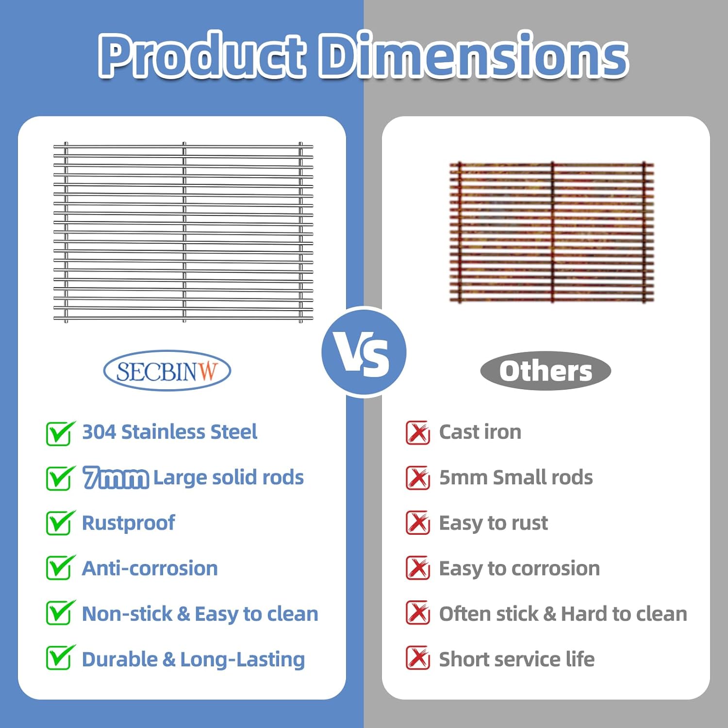 Stainless Steel Grill Grates for Weber Genesis ii Grill Parts 66032 Porcelain Enameled Flavorizer Bars Heat Deflector for Weber Genesis ii E-310 E-315 E-335 S-335 300 Series GS4 Grill Parts