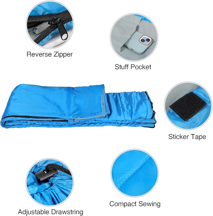 REDCAMP Ultra Lightweight Sleeping Bag for Backpacking, Comfort for Adults Warm Weather, with Compression Sack