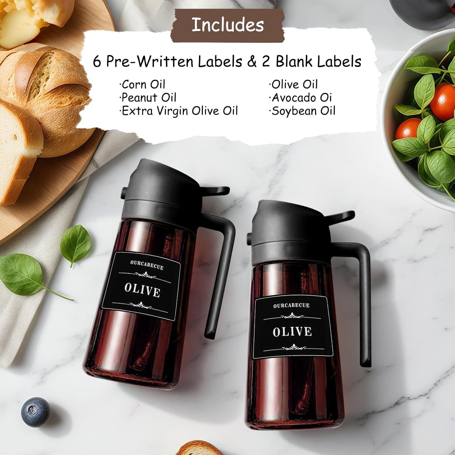 16oz Oil Dispenser Bottle for Kitchen - 2 in 1 Olive Oil Dispenser and Oil Sprayer - 470ml Olive Oil Bottle - Oil Sprayer for Cooking, Kitchen, Salad, Barbecue Black (Wine red with black lid)