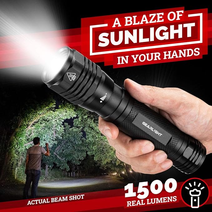 GearLight S2500 LED Flashlight - Extremely Bright, Powerful Tactical Flashlights with High Lumens for Camping, Emergency & Everyday Use