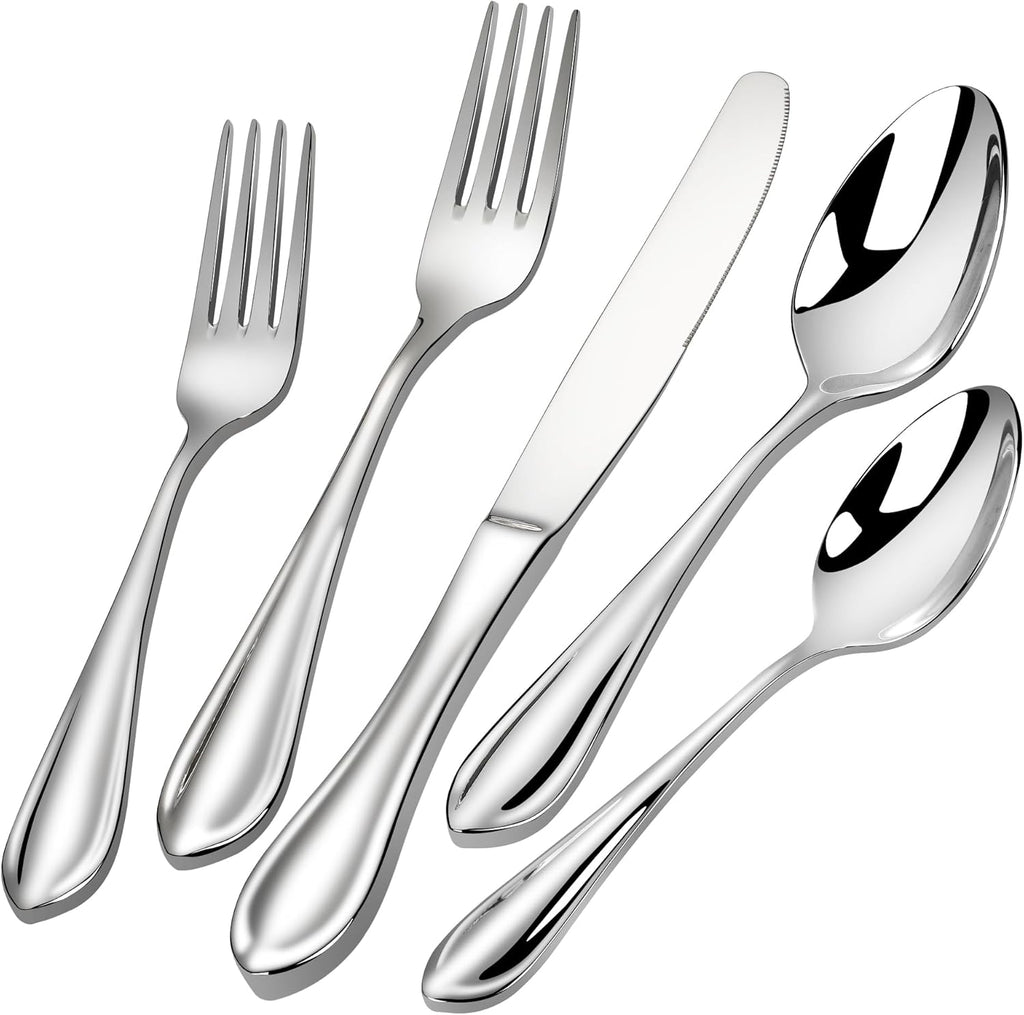 18/10 Stainless Steel Flatware, Heavy Duty Silverware Set for 8, Forged Thick Kitchen Silverware, Dishwasher Safe, Ideal for Gift
