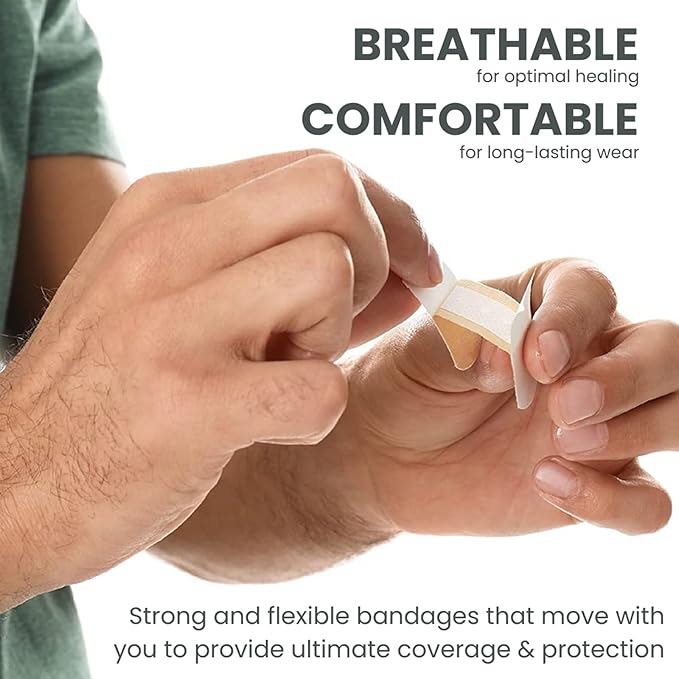 Dealmed Fabric Fingertip Flexible Adhesive Bandages – 100 Count (12 Pack) Bandages with Non-Stick Pad, Latex Free, Wound Care for First Aid Kit, 1-3/4" x 3"