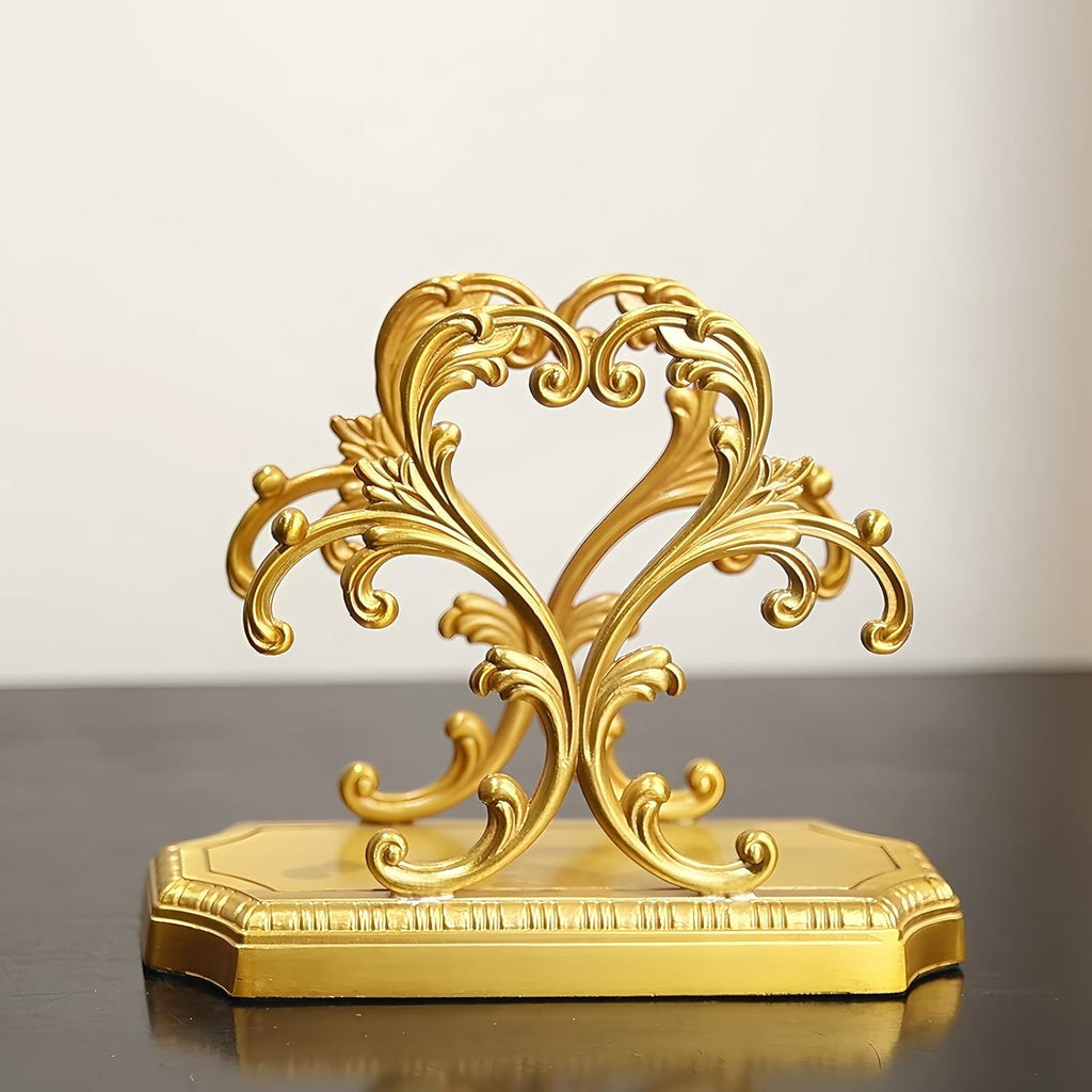 1 Gold Napkin Holder and 50 pieces of red and white paper napkins in classic gingham checkered design,Brass Napkin Holder,Modern Dining Table Decor