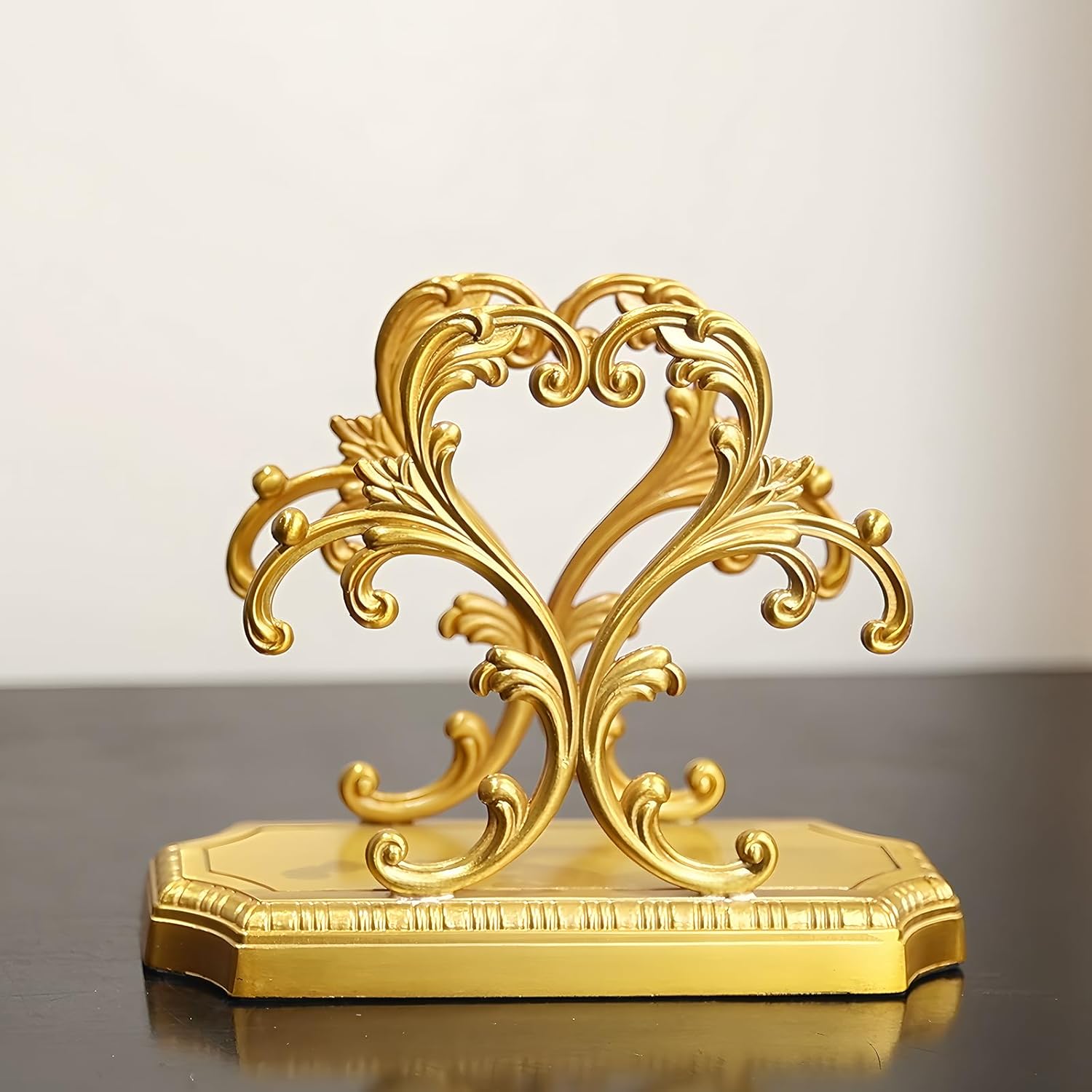 1 Gold Napkin Holder and 50 PCS Hydrangea Paper Napkins,Brass Napkin Holder,Classic combination and matching,Modern Dining Table Decor, Home Decor