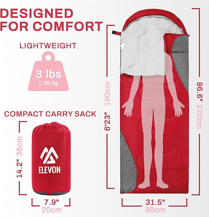 Double Sleeping Bag with 2 Pillows for Adults, Queen Size XL Sleeping Bag Waterproof, Compact with Compression Sack, 2 Person Sleeping Bags for 3-4 Seasons Camping, Backpacking, Hiking, Travel