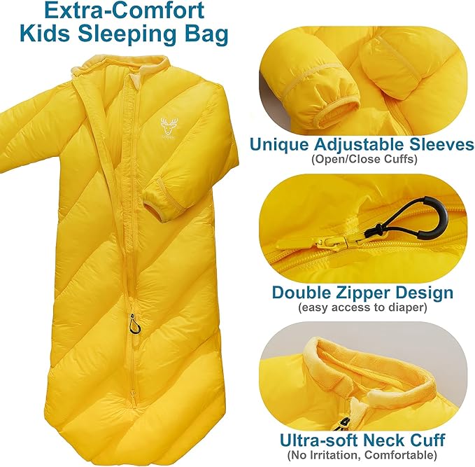 T40 Toddler Sleeping Bags Boys Girls | Ages 2-4 | Puffy Kids Sleeping Bag Camping Sleepovers |up to 46 in| Lightweight Compact Comfort for Indoor Outdoor Machine Washable