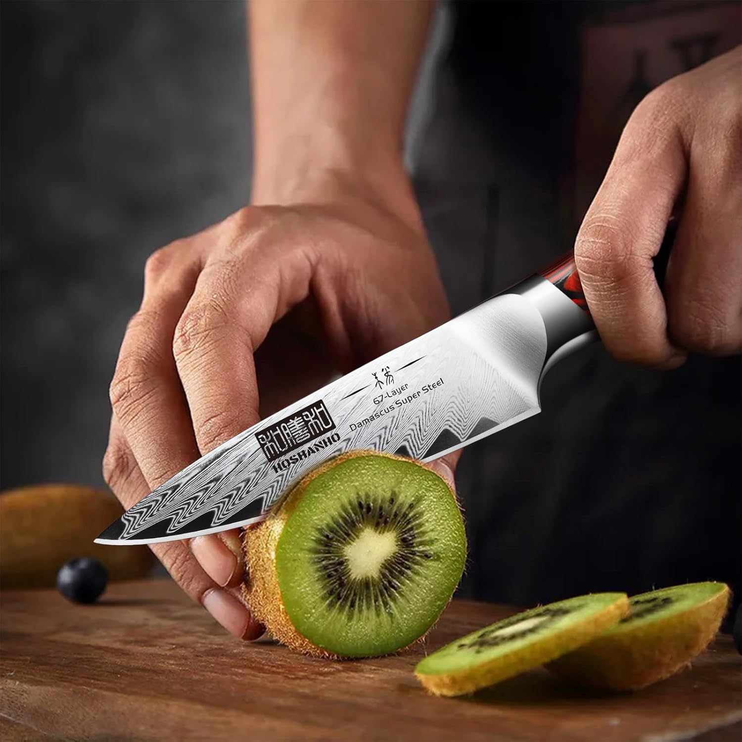 Paring Knife 3.75 Inch Small Kitchen Knife, Super Sharp Damascus Steel Fruit Knife, Multifunctional Peeling Knife for Cutting Fruit Vegetables