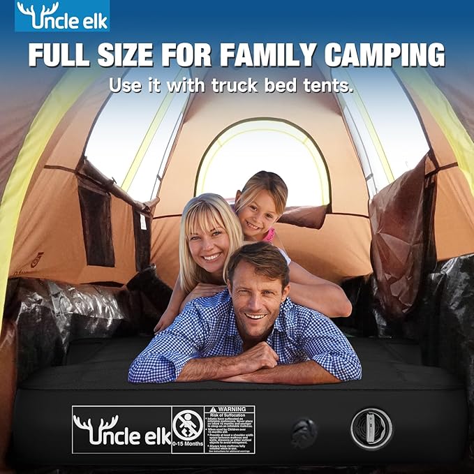 Truck Bed Mattress 5.5-5.8ft: Inflatable Full Size Truck Bed Air Mattress with Wireless Rechargeable Pump, Pickup Mattress with Carry Bag (Black)