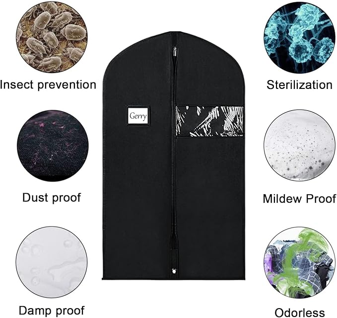 Univivi 16 Pack Suit Bags Garment Bag for Men Storage 40-inch Clothes Cover with Clear Window and ID Card Holder for Suit Jacket, Skirt, Shirt and Coat