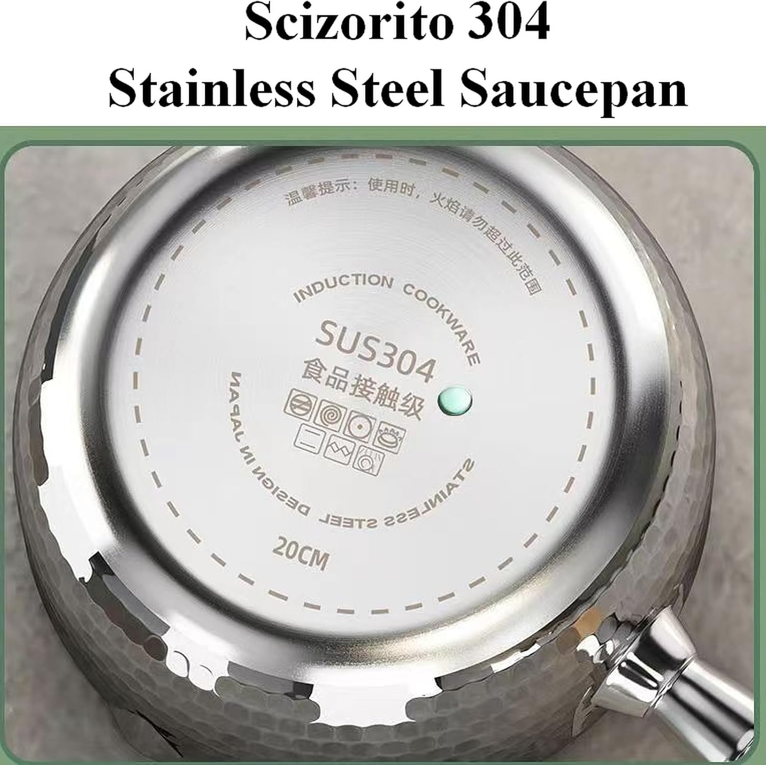 Thickened 304 Stainless Steel Pot, Solid Wood Anti Scald Handle With Hook, Multifunctional Sauce Pot with Inverted Mouth, Milk Pot, Cooking Pot (1.7 Quarts)