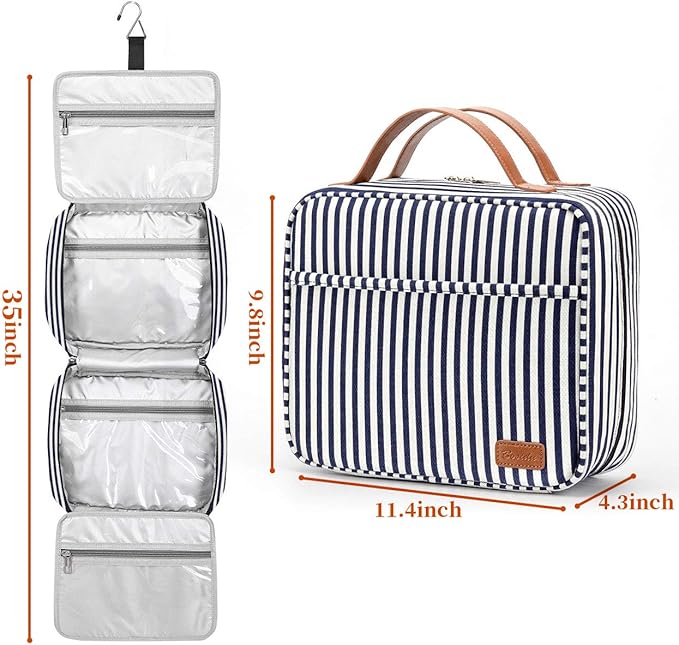 Hanging Travel Toiletry Bag,Large Capacity Cosmetic Travel Toiletry Organizer for Women with 4 Compartments & 1 Sturdy Hook,Perfect for Travel/Daily Use/Christmas