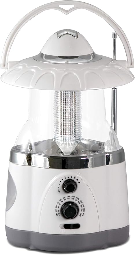 190507 12-Led Lantern With 4-Led Flashlight & Am/Fm Radio (Black)