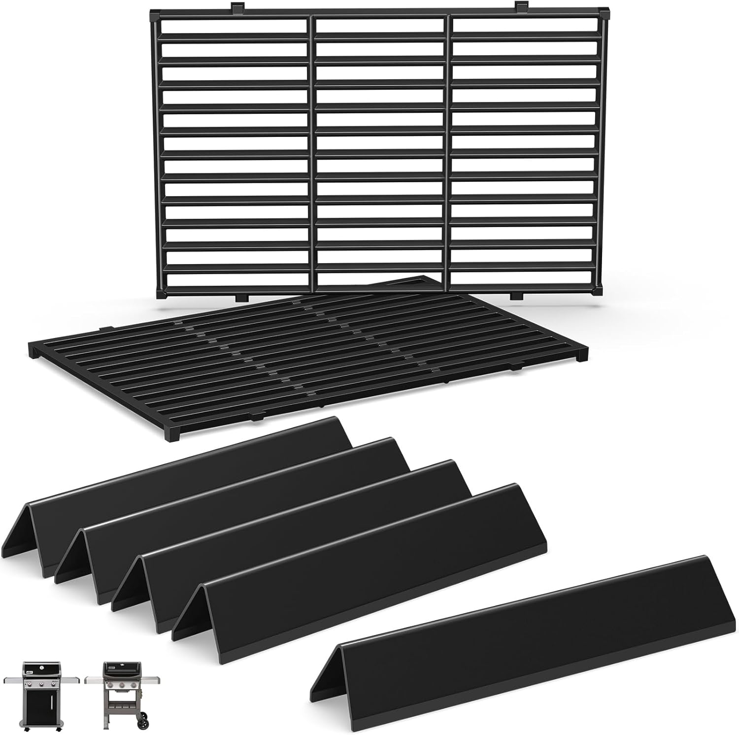 Spirit E310 Grill Parts for Weber Spirit, 17.5" Grill Grates 15.3" Flavorizer Bars for Weber Spirit 300 & GS4 Spirit II 300, Spirit E-310 E-315 Grills with Front Control Knobs for Weber 7638 7636