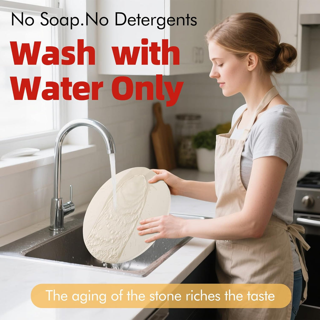 12" Round Pizza Stone, Heavy Duty Cordierite Pizza Pan for Grilling & Pizza Oven, High Temperature Resistant Baking Stone for Pizza, Bread, Meat and More