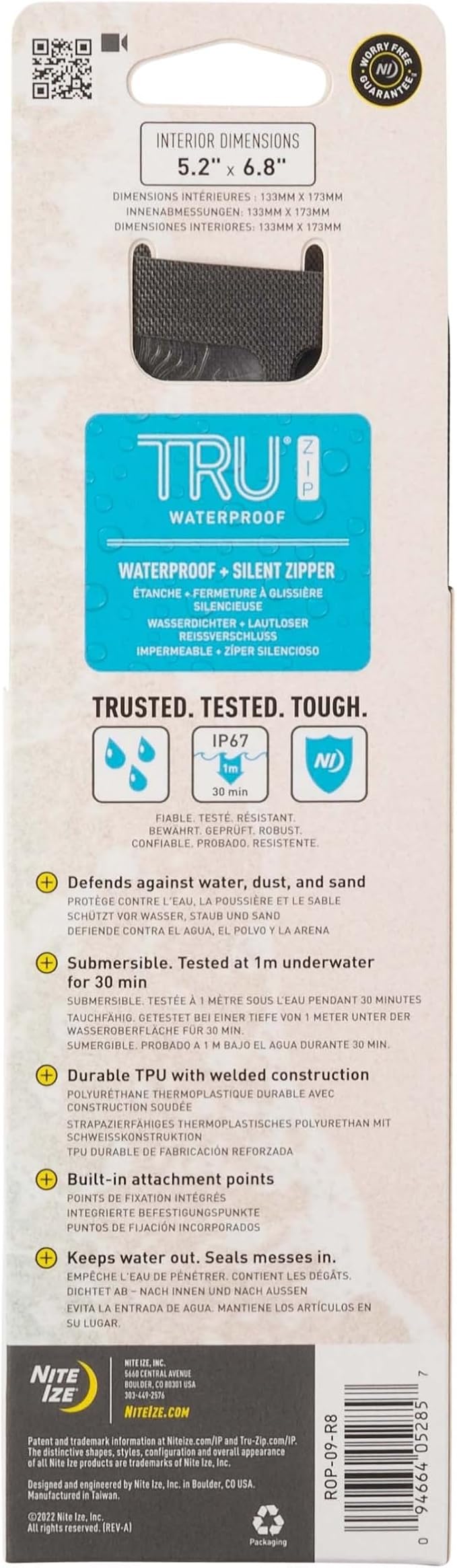 Nite Ize Runoff Waterproof Pocket - Waterproof Pouch for Passports, Phones, & Travel Essentials - Dry Bag with Tough Protection for Beach Trips, Outdoor Activities, & Travel Adventures