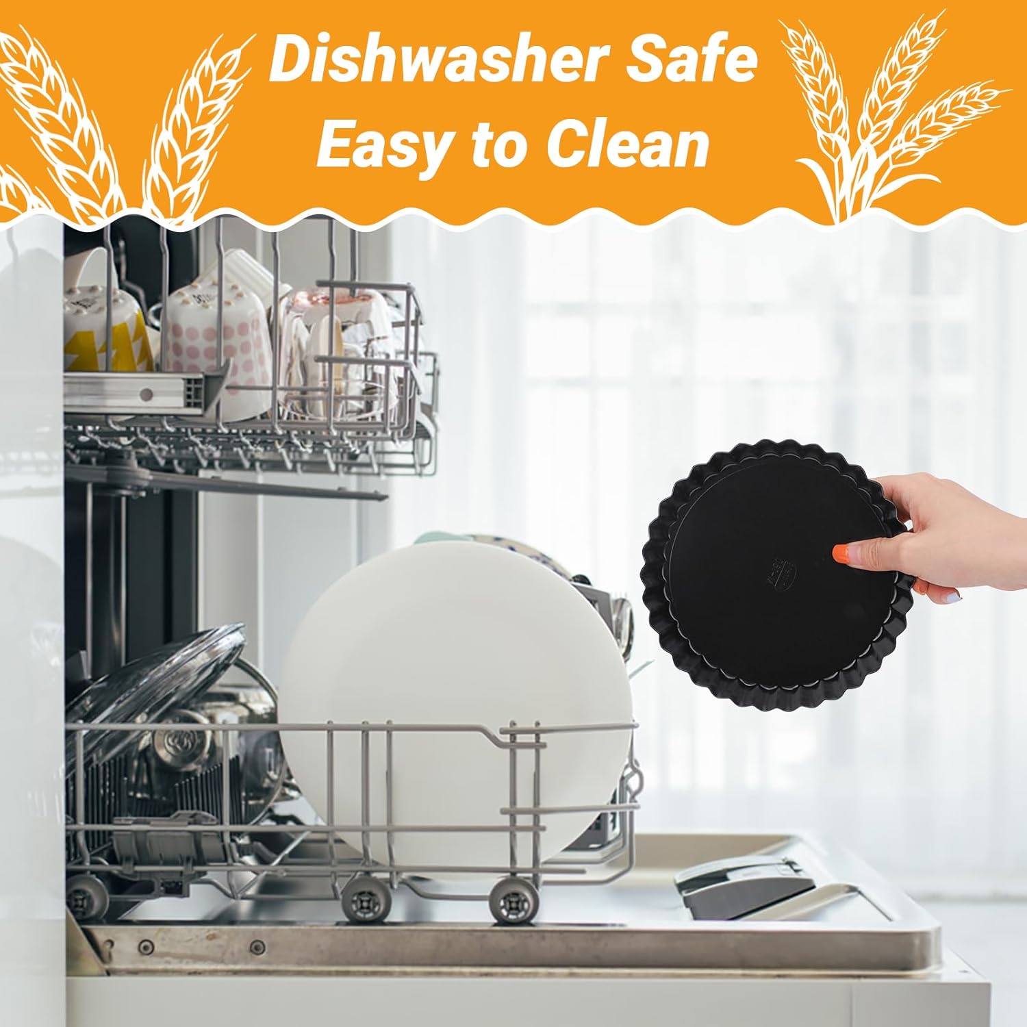 Beasea 6 Inch Tart Pan, 4pcs Small Pie Pans Removable Bottom Mini Tart Pans Non Stick Pie Pan, Loose Bottom Fluted Tart Pan Round Instant Pot Quiche Pan for Oven Baking