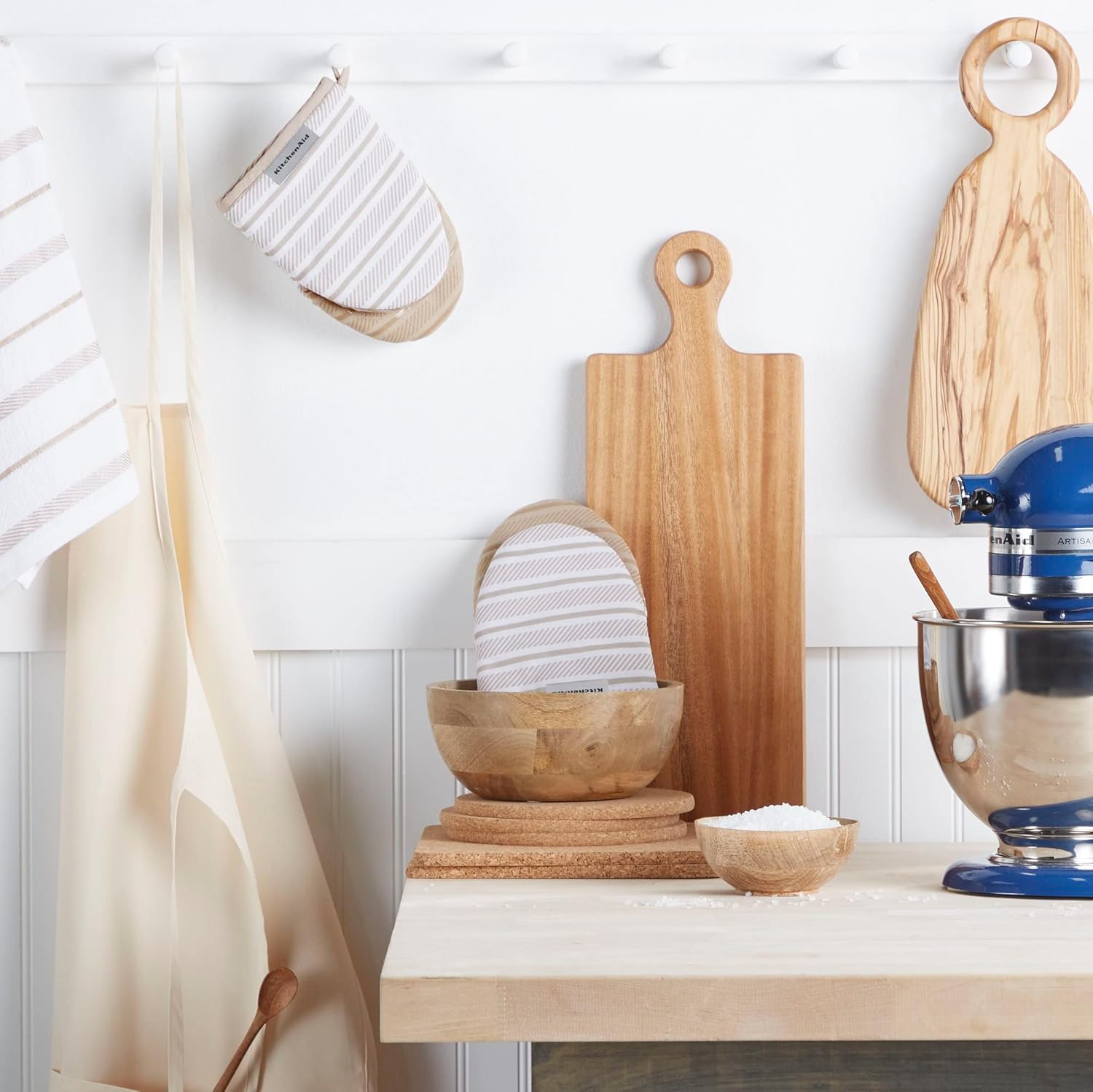 KitchenAid Albany Mini Oven Mitt 2-Pack Set, Milkshake Tan, 5.5"x8"