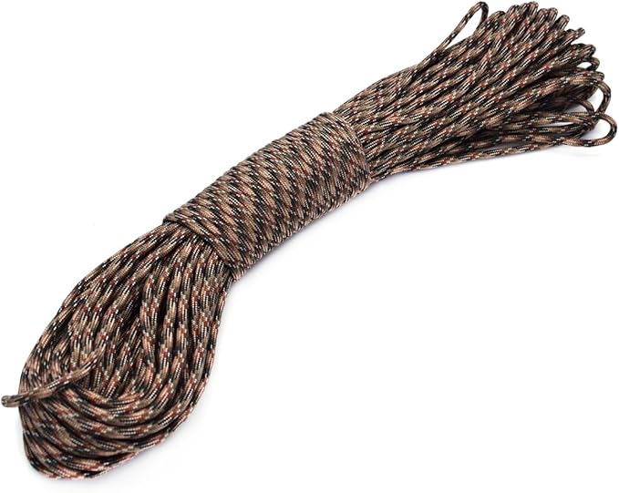 100ft Type III 7 Strand Core Paracord 550 Parachute (96# Dream Brown)