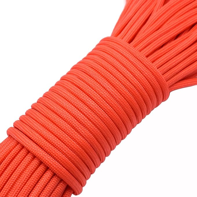 100ft Type III 7 Strand Core Paracord 550 Parachute (9# Orange)