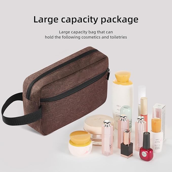 Travel Toiletry bag Toiletry bag for women men Hanging toiletry bag Cosmetic bag Travel accessories for Women Men (Brown)