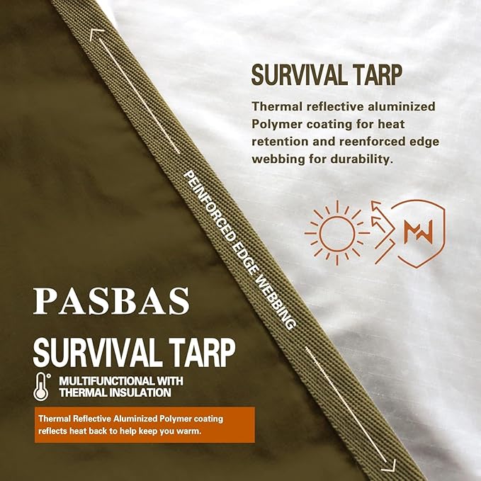 100% Waterproof Camping Shelter, Lightweight Bushcraft Emergency Tarp, 70D Ripstop Nylon 10*13.12ft Olive Drab Sun Shelter Backpacking Protable Can be Used with Car, Tent, Hammock in Hiking, Traveling