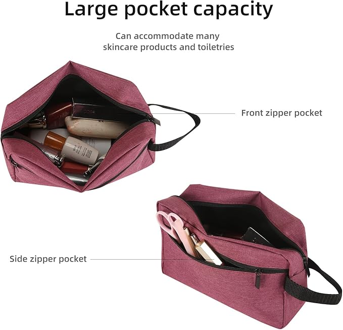 Travel Toiletry bag Toiletry bag for women men Hanging Cosmetic bag Travel accessories for Women Men (Purplish red)