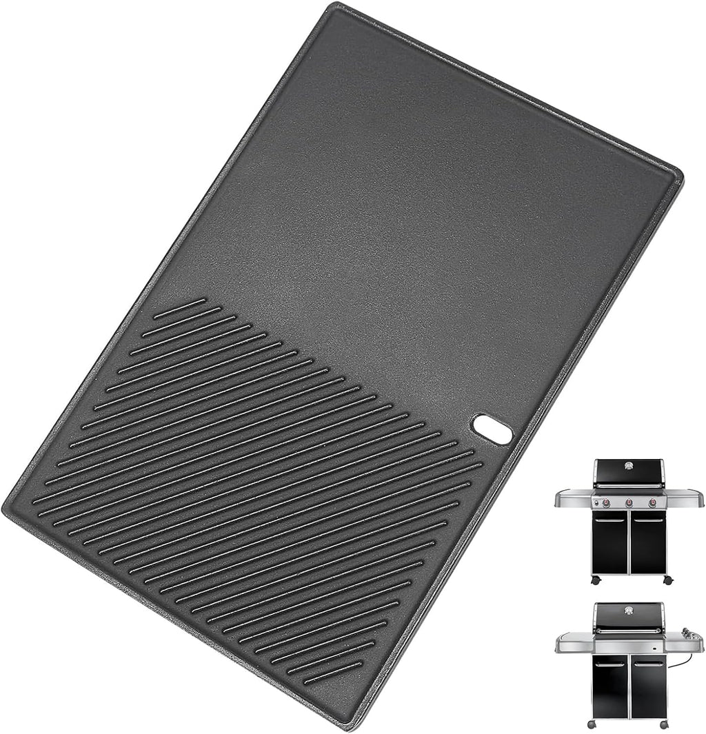 7566 Cast Iron Griddle for Weber Genesis 300 Series Grills – Compatible with Genesis E310, E320, E330, Cast Iron Reversible Griddle Plate Replacement for Weber 7524, 1 Pack