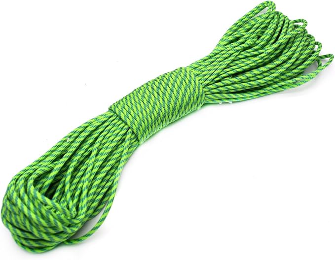 100ft Type III 7 Strand Core Paracord 550 Parachute (98# Neon Green+Sky Blue)