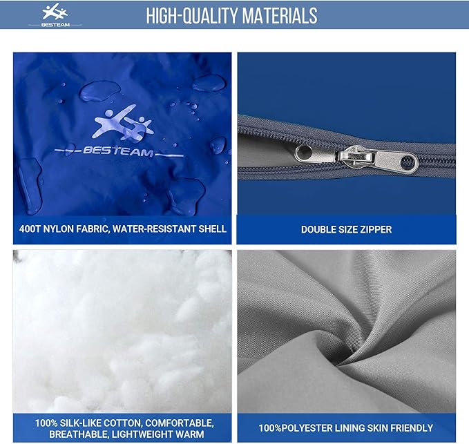 Warm Weather Sleeping Bag - Portable Waterproof Compact Lightweight, Packable for Kids, Teens Adults Camping Backpacking Hiking, Spring Summer Fall