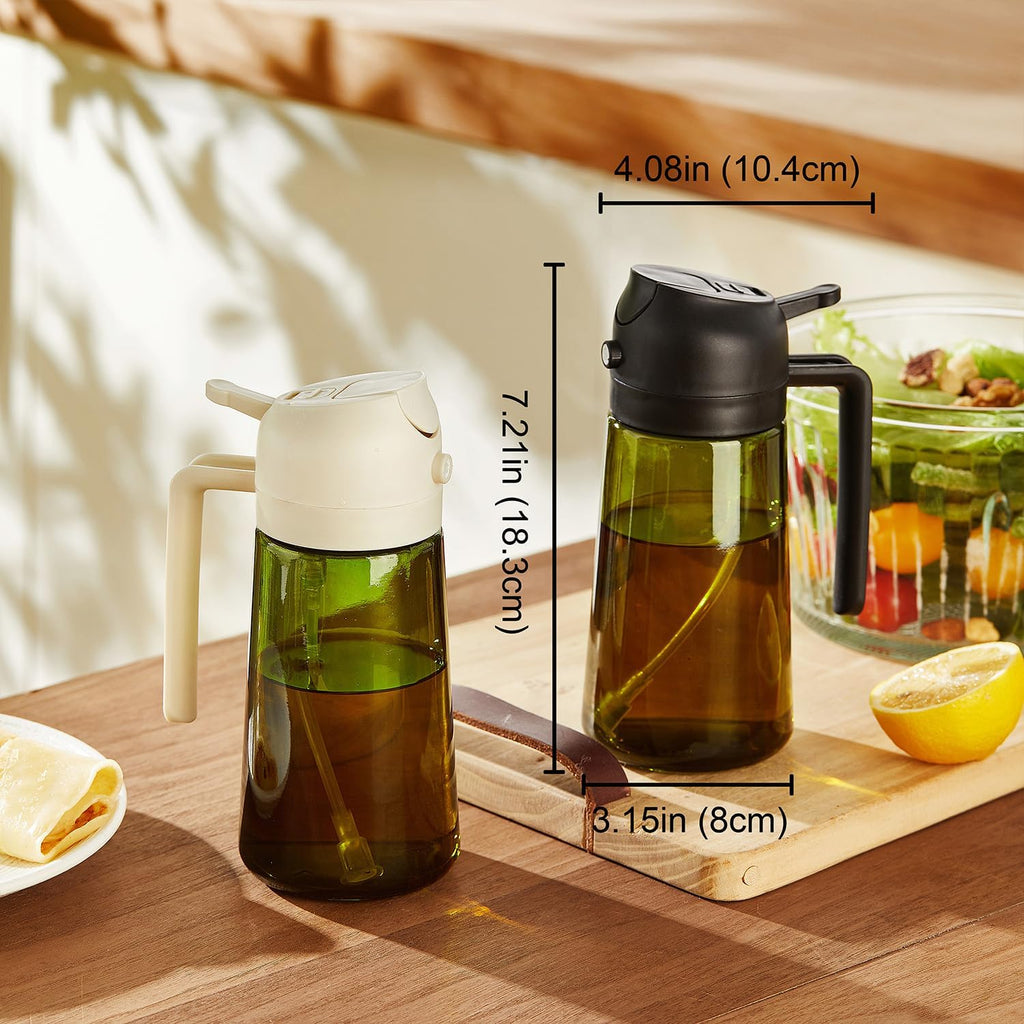 TrendPlain - Original 16oz/470ml Olive Oil Dispenser Bottle for Kitchen Gadgets and Air Fryer Accessories - Olive Oil Sprayer for Cooking w/Stickers - Black