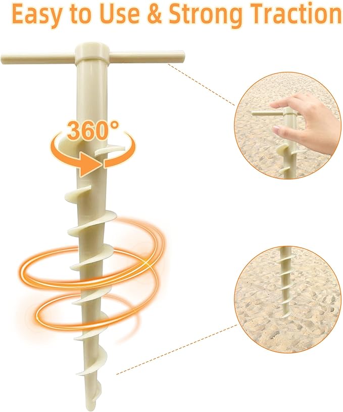 UMARDOO Beach Tent Sand Anchor,Sun Shelter Stand Holder Tent Stakes Ground Anchors Stakes,Camping Stakes Tarp Stakes for Tent Rain Tarps Canopy Camping Hiking (4 Packs)