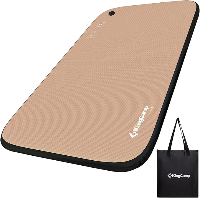 KingCamp Backpacking Sleeping Pad, Extra Wide Ultralight Inflatable Sleeping Mat for Camping Portable Noise-Free Air Mattress for Hiking, Tent, Cot & Car Travel