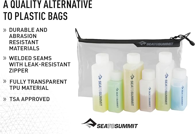 Sea to Summit TravellingLight Clear Zip Pouch with Travel Bottles, TSA Approved Toiletry Kit