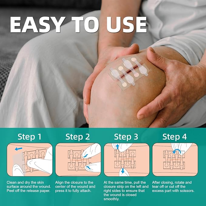 25 PCS First Aid Kit, Wound Closure Strips, Emergency Wound Closure Device Without Stitche, 4 Strips x2, First Aid Supplies Kit at Home Outdoors Sports