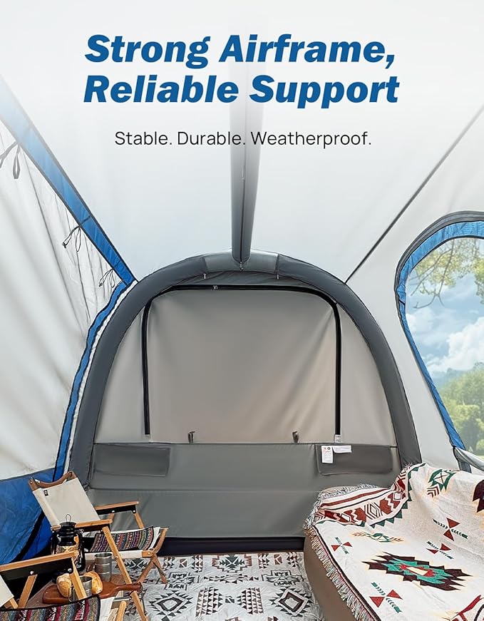 JOYTUTUS SUV Tent with Inflatable Pump, 30% More Space, Easy Set-up Car Tent for 6 Person Family Camping, Dual-Use SUV or Camping with 2 Awnings, Double Door, Fit for SUV Car Van